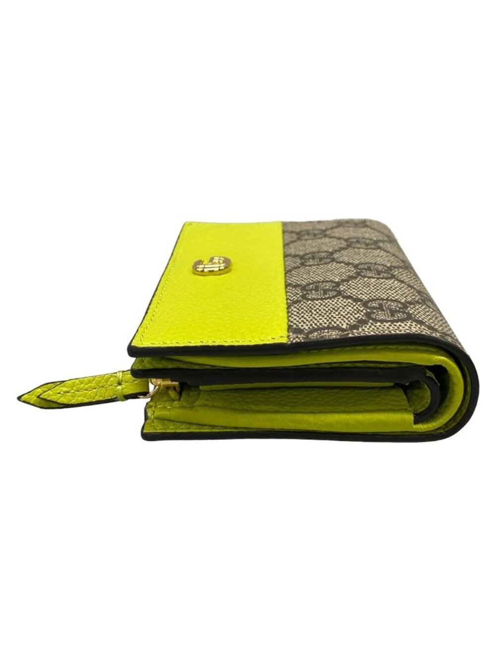 Gucci Bifold Wallet Double G Bicolor Small Light Green Brown Dark Leather - Picture 9 of 11